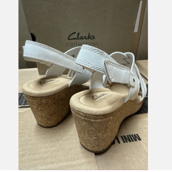 Clarks Collection Woven Leather Wedges-Giselle Glow-White-6.5M-NEW-A596102 - Picture 2 of 3